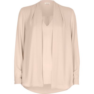 Nude pink 2 in 1 blouse